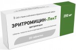 Эритромицин-ЛекТ, табл. п/о кишечнораств. 250 мг №20