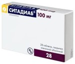 Ситадиаб, таблетки покрытые оболочкой пленочной 100 мг 28 шт