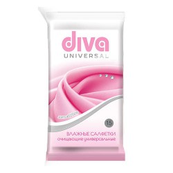 Салфетки влажные Diva универсальные мини 15 шт.