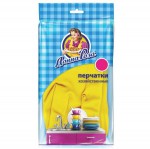 Перчатки хозяйственные, Донна Роза р. S7 1 шт латексные с хлопковым напылением пара