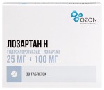 Лозартан Н, таблетки покрытые пленочной оболочкой 25 мг+100 мг 30 шт