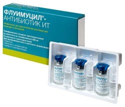 Флуимуцил-антибиотик ИТ лиоф. д/р-ра д/ин. и ингал. 500 мг / 810 мг 3 шт.