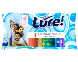 Салфетки влажные Lure с антибактериальным эффектом 60 шт.