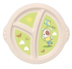 Тарелка, арт. 431306407 Пластишка 3 секции зеленая с рисунком