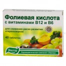 Фолиевая кислота с витаминами В12 и В6, табл. 0.22 г №40