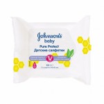 Салфетки влажные, Johnson's (Джонсонс) 25 шт Пьюр протект
